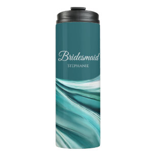 Moderne Abstrakt-Smaragd-grüne Bridesmaid- Thermosbecher
