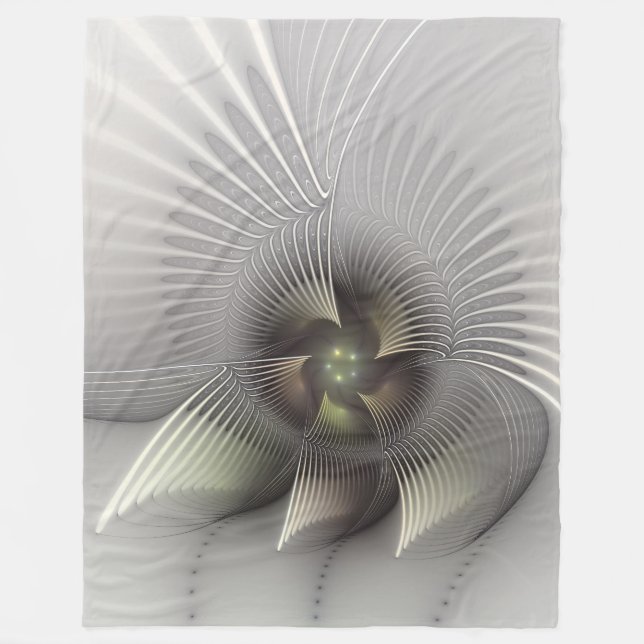 Moderne abstrakte 3D-Form Fraktal-Kunst Fleecedecke (Vorderseite)
