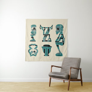 Moderne abstrakte afrikanische Silhouettenkunst Wandteppich