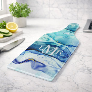 Moderne abstrakte Alkohol-Tinte-Monogramm-Schneidb Schneidebrett