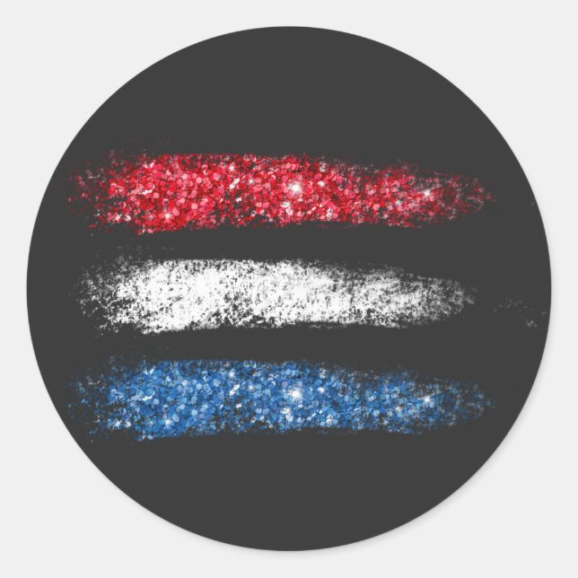 *~* Moderne Abstrakte amerikanische Flagge auf sch Runder Aufkleber (Vorderseite)