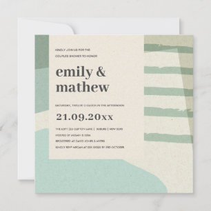 MODERNE ABSTRAKTE AQUA BLAU ART COUPLES DUSCHE EINLADUNG