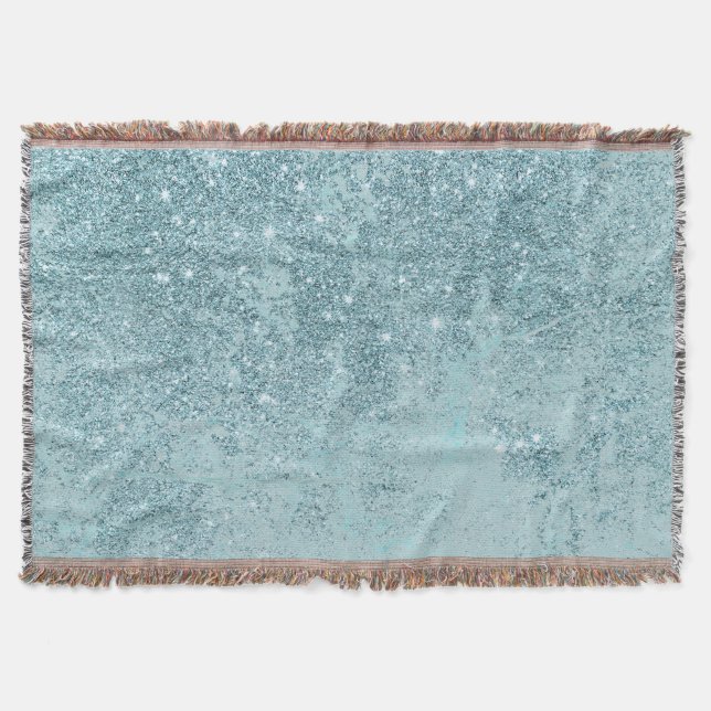 Moderne, abstrakte aquamarine Glitzer-Blütenfarben Decke (Vorderseite)