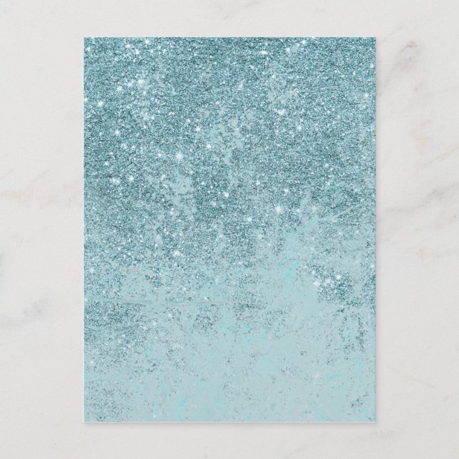 Moderne, abstrakte aquamarine Glitzer-Blütenfarben Postkarte (Vorderseite)