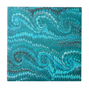 Moderne, Abstrakte, Aquamarine Wirbel aus blauem M Fliese
