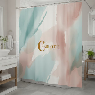 Moderne abstrakte Aquarell-Wasserfarbe Sage & Blus Duschvorhang