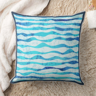 Moderne abstrakte Aquarellblaue Meereswellen Kissen