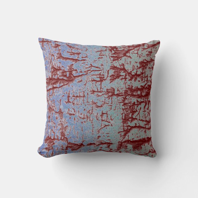 Moderne abstrakte Aquarellbordeauxfarben und blau Kissen (Vorderseite)