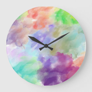 Moderne abstrakte Aquarellwolken Farbige Pastellfa Große Wanduhr