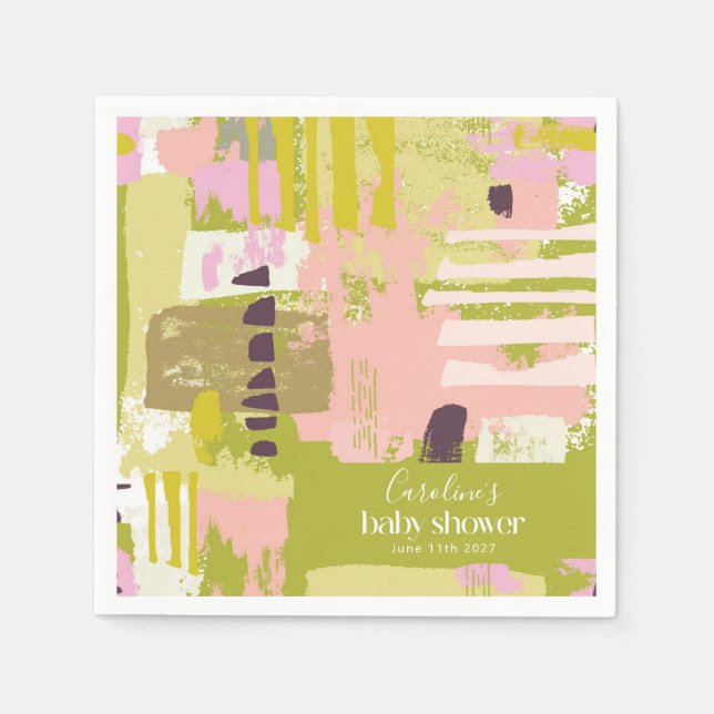 Moderne Abstrakte Art Lime Green Niedlich Baby Dus Serviette (Vorderseite)