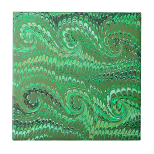 Moderne Abstrakte Avocado Green Marble Wirbel Fliese