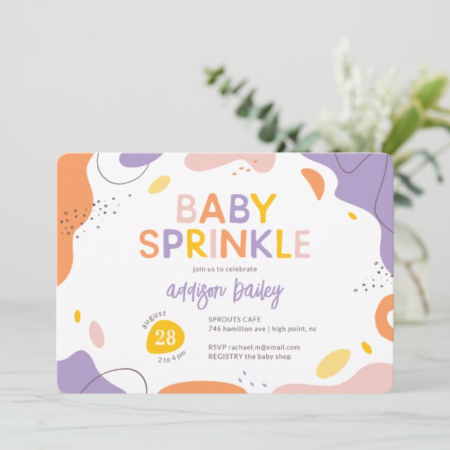 Moderne Abstrakte Babydusche Einladung (Stehend Vorderseite)