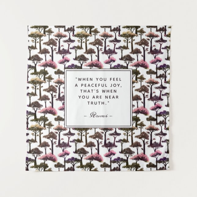 Moderne Abstrakte Baumkunst Inspiration Rumi Zitat Wandteppich (Vorderseite)