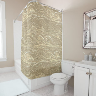Moderne, Abstrakte Beige Wirbel - Marmormuster Duschvorhang