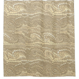 Moderne, Abstrakte Beige Wirbel - Marmormuster Duschvorhang