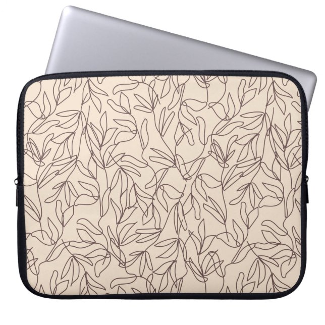 Moderne abstrakte Blätter in Boho Line Art Laptopschutzhülle (Vorderseite)