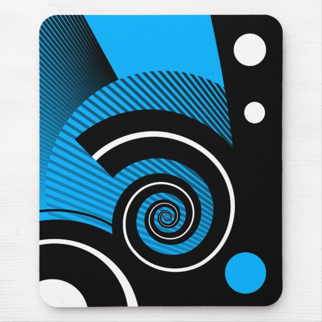 Moderne, abstrakte, blau, weiß, schwarz mousepad (Vorne)