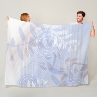 Moderne Abstrakte Blaue Botanische Blätter Fleecedecke