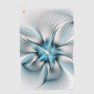 Moderne abstrakte blaue Fraktal-Kunst in floraler Golfhandtuch