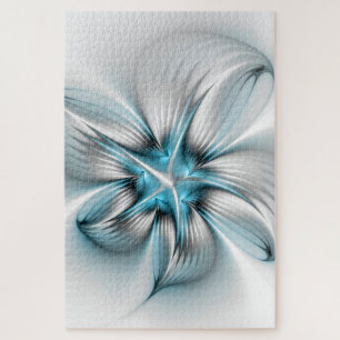 Moderne abstrakte blaue Fraktal-Kunst mit floraler