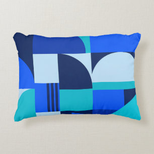Moderne abstrakte blaue geometrische Formen Muster Dekokissen