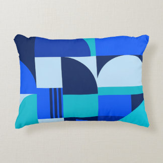 Moderne abstrakte blaue geometrische Formen Muster Dekokissen