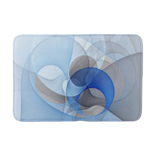 Moderne Abstrakte Blaue Graue Fractal-Kunstgrafik Badematte