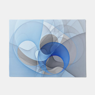 Moderne abstrakte blaue graue Fractal-Kunstgrafik Fußmatte