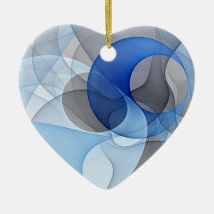 Moderne abstrakte blaue graue Fractal-Kunstgrafik Keramik Ornament