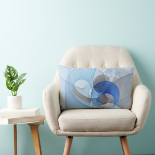 Moderne abstrakte blaue graue Fractal-Kunstgrafik Lendenkissen