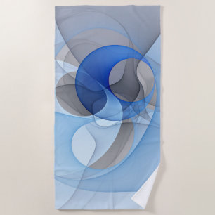 Moderne abstrakte blaue graue Fractal-Kunstgrafik Strandtuch
