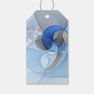 Moderne abstrakte blaue graue fraktale Kunstgrafik Geschenkanhänger