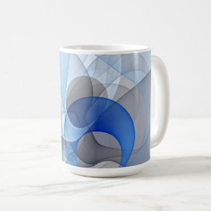 Moderne abstrakte blaue graue fraktale Kunstgrafik Kaffeetasse
