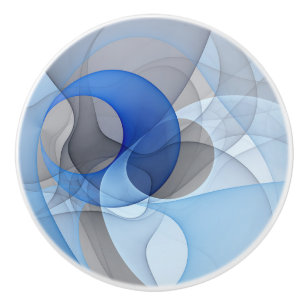 Moderne abstrakte blaue graue fraktale Kunstgrafik Keramikknauf