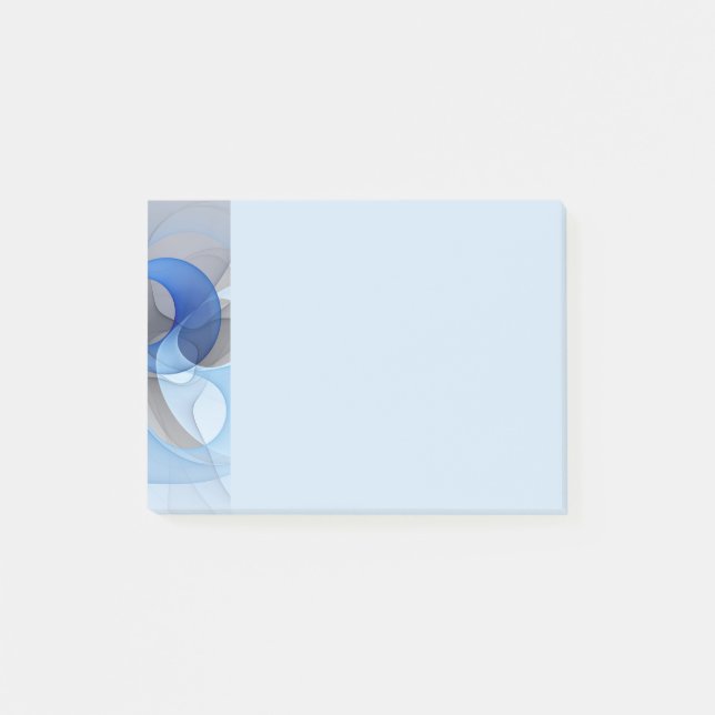 Moderne abstrakte blaue graue fraktale Kunstgrafik Post-it Klebezettel (Vorderseite)