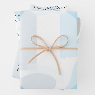 Moderne Abstrakte blaue Minimalistische Kunsthochz Geschenkpapier Set
