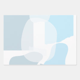 Moderne Abstrakte blaue Minimalistische Kunsthochz Geschenkpapier Set