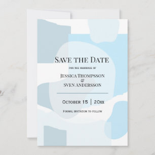 Moderne Abstrakte blaue Minimalistische Kunsthochz Save The Date