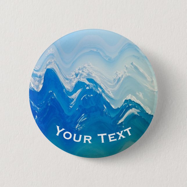 Moderne Abstrakte Blaue Ozeane Kunst Personalisier Button (Vorderseite)