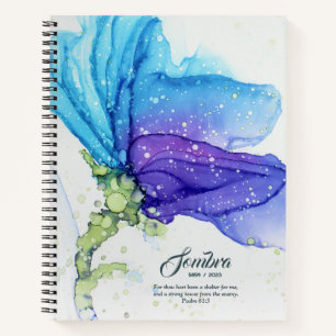 Moderne Abstrakte Blaue Violette Florale Benannt Notizbuch