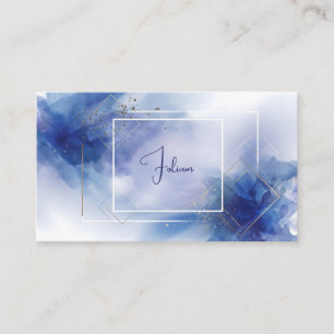 Moderne Abstrakte Blaue Wasserfarbe Gold Geometris Visitenkarte