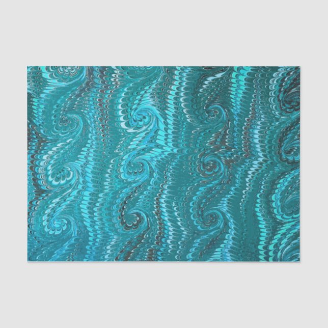 Moderne Abstrakte blaue Wirbel - Marmormuster Seidenpapier (Vorderseite)