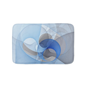 Moderne Abstrakte blaugraue Fraktal Grafik Badematte