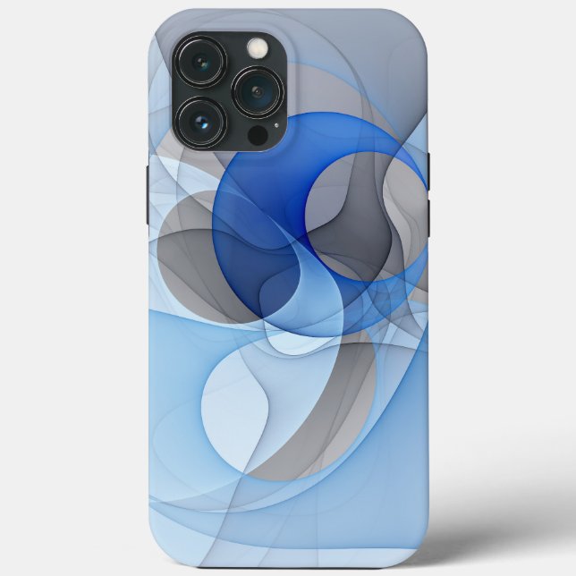 Moderne Abstrakte blaugraue Fraktal Grafik Case-Mate iPhone Hülle (Rückseite)