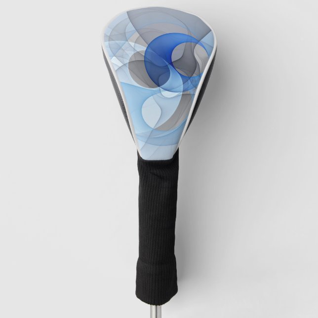 Moderne Abstrakte blaugraue Fraktal Grafik Golf Headcover (Vorderseite)