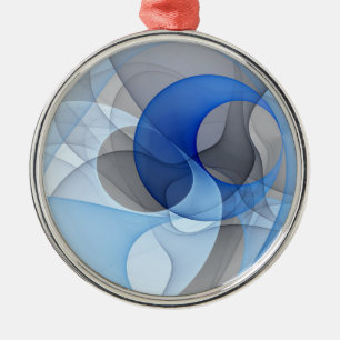 Moderne Abstrakte blaugraue Fraktal Grafik Ornament Aus Metall