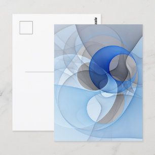 Moderne Abstrakte blaugraue Fraktal Grafik Postkarte