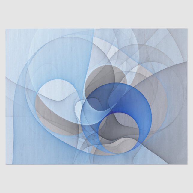 Moderne Abstrakte blaugraue Fraktal Grafik Seidenpapier (Vorderseite)