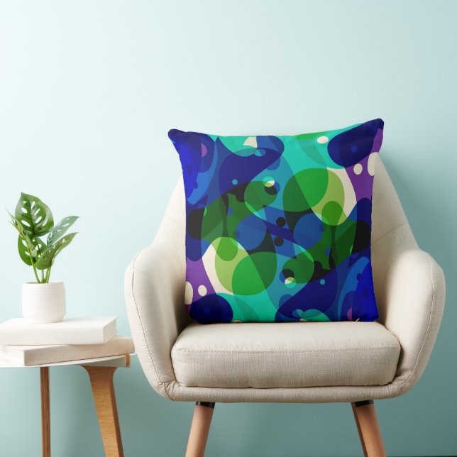 Moderne abstrakte Blaumuster Kissen (Stuhl )