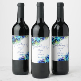 Moderne Abstrakte Blue Aquamarin & Türkise Wedding Weinetikett